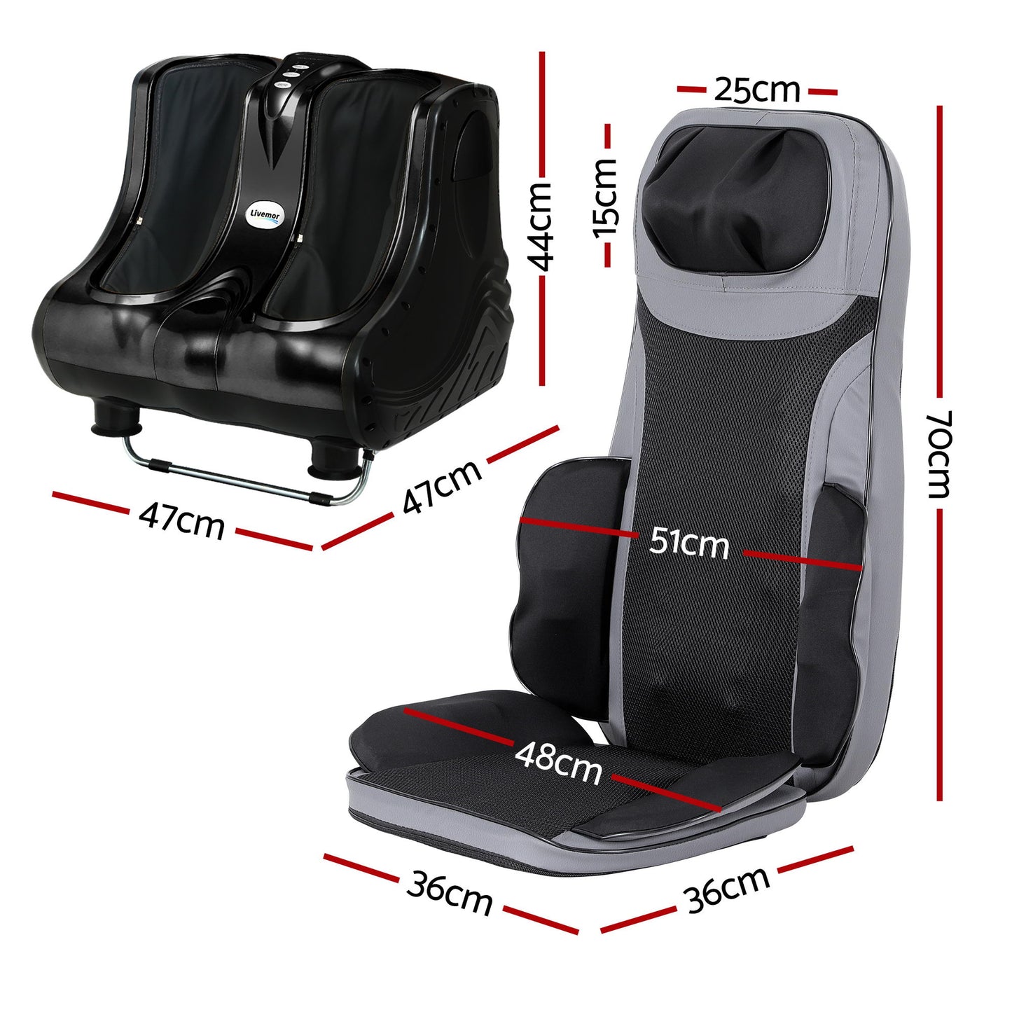 Livemor Massage Cushion Heating Massage Seats With Calf Foot Massager - Image 2