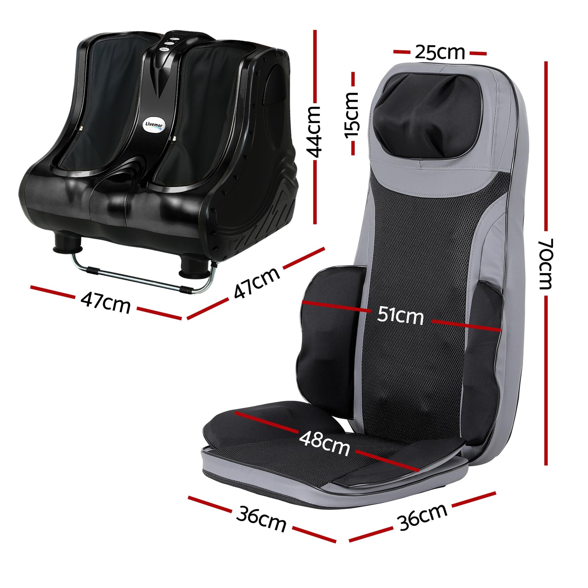 Livemor Massage Cushion Heating Massage Seats With Calf Foot Massager - Image 2