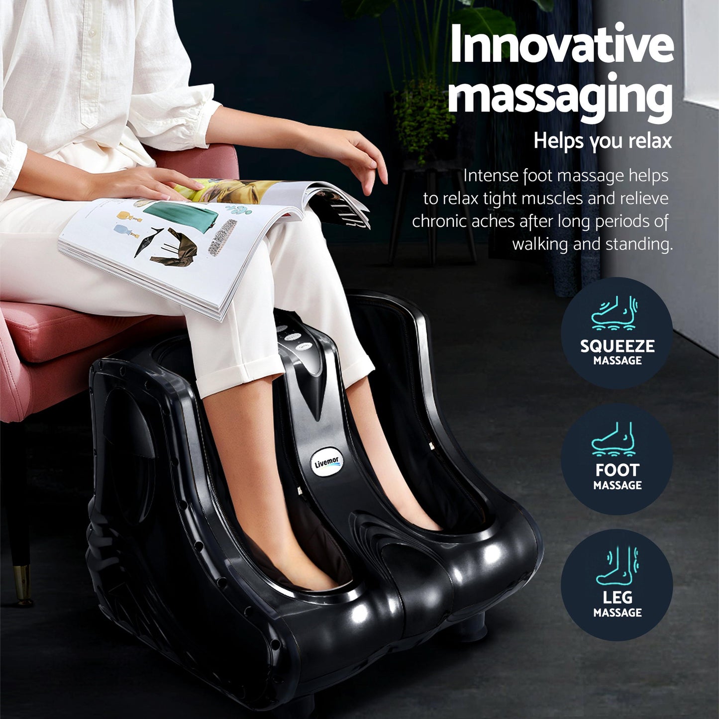 Livemor Massage Cushion Heating Massage Seats With Calf Foot Massager - Image 6