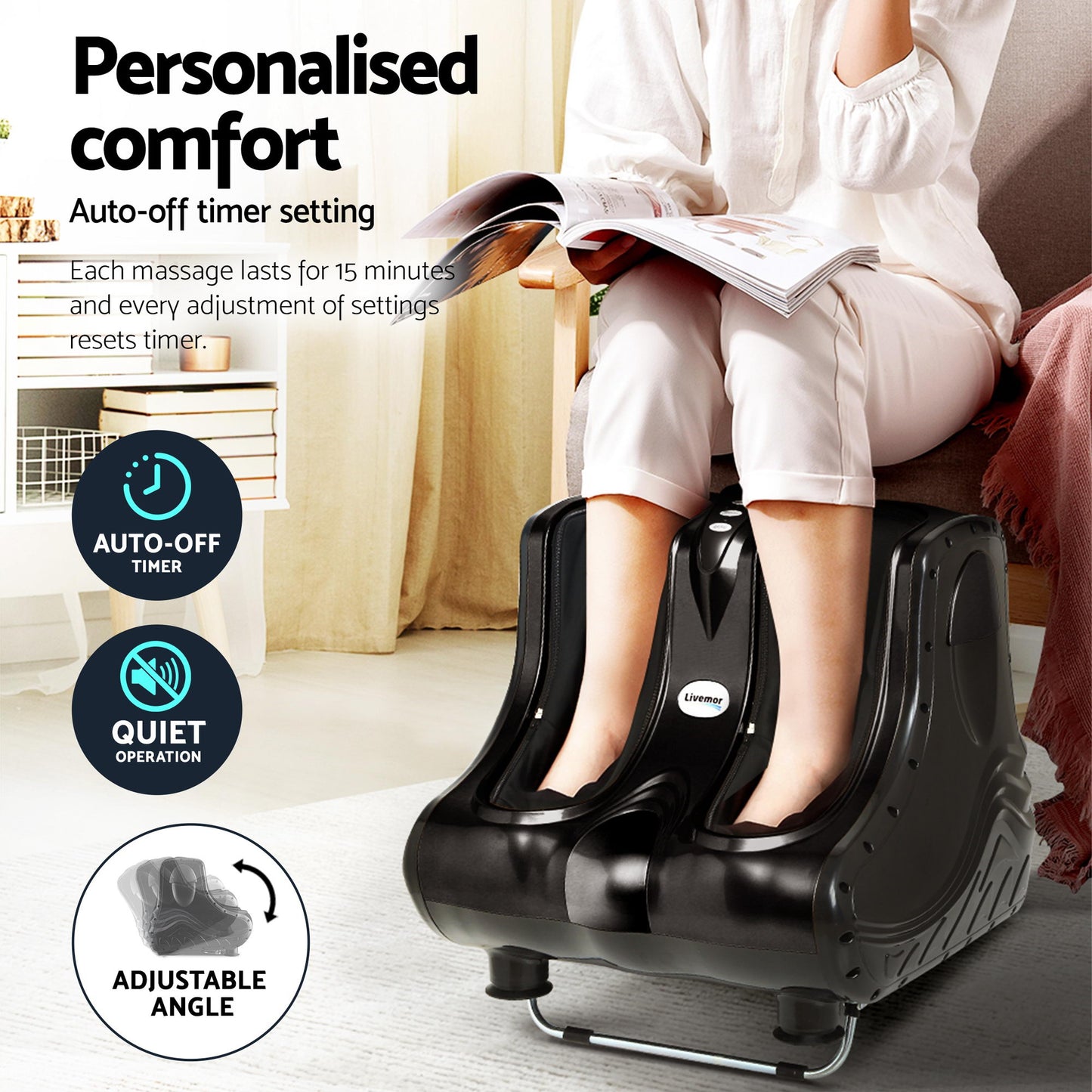 Livemor Massage Cushion Heating Massage Seats With Calf Foot Massager - Image 7