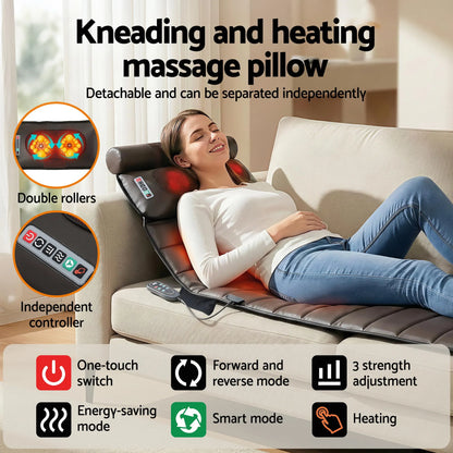 Livemor Massage Mat Kneading Neck Foot Massager Heated Vibration Airbag Mattress - Image 5