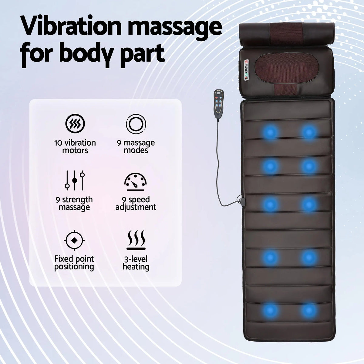 Livemor Massage Mat Kneading Neck Foot Massager Heated Vibration Airbag Mattress - Image 6