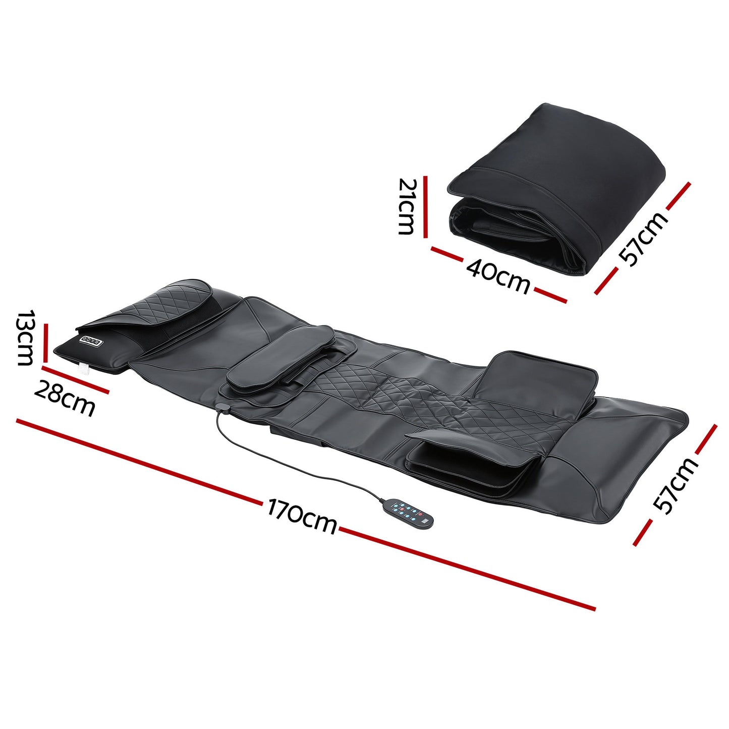 Livemor Massage Mat Heated Kneading Neck Massager Lumbar Airbag Stretch - Image 2