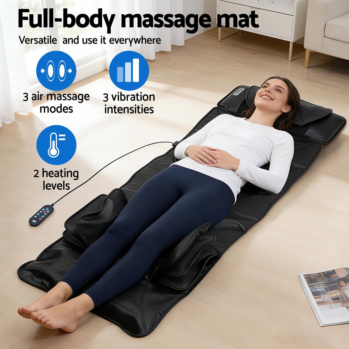 Livemor Massage Mat Heated Kneading Neck Massager Lumbar Airbag Stretch - Image 4