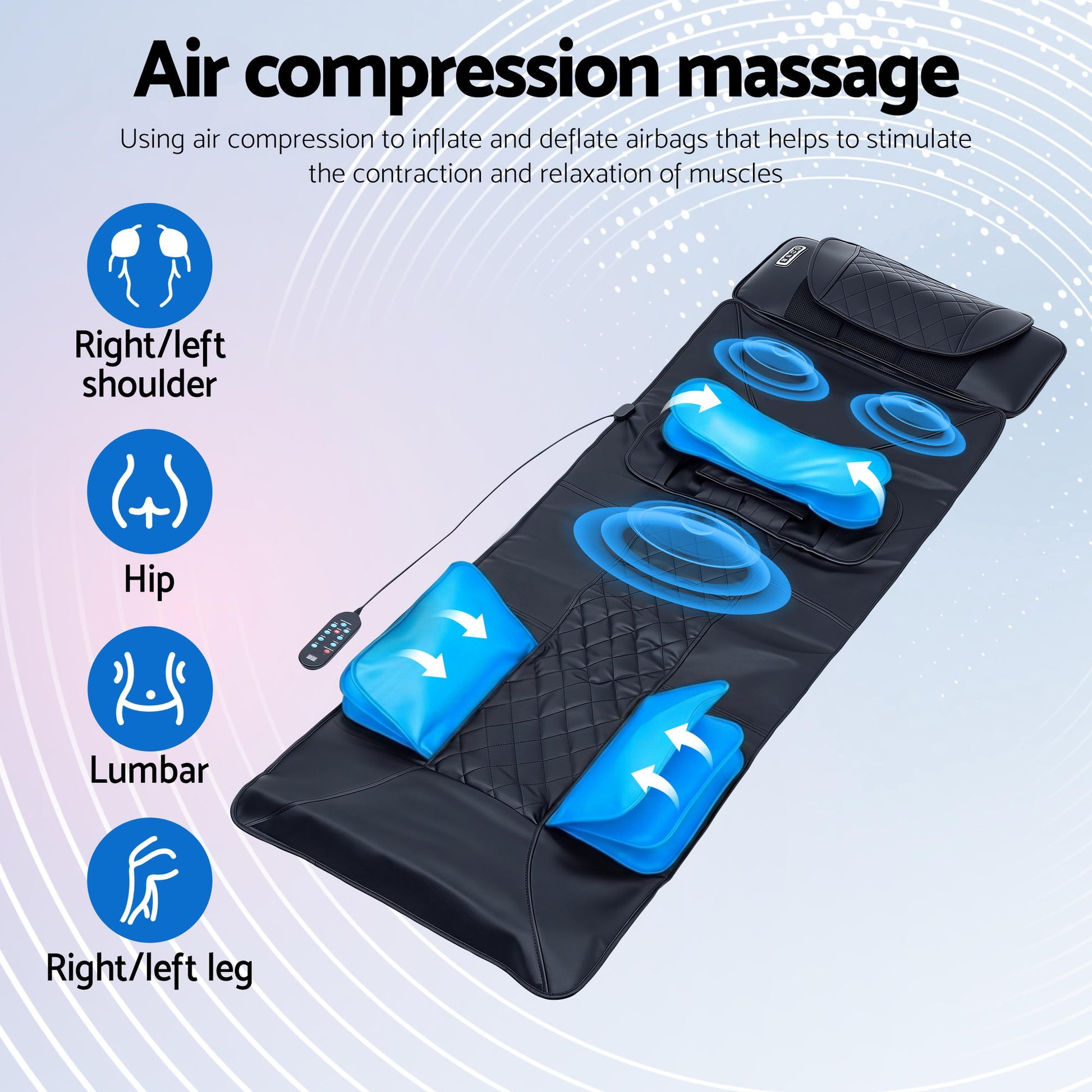 Livemor Massage Mat Heated Kneading Neck Massager Lumbar Airbag Stretch - Image 6