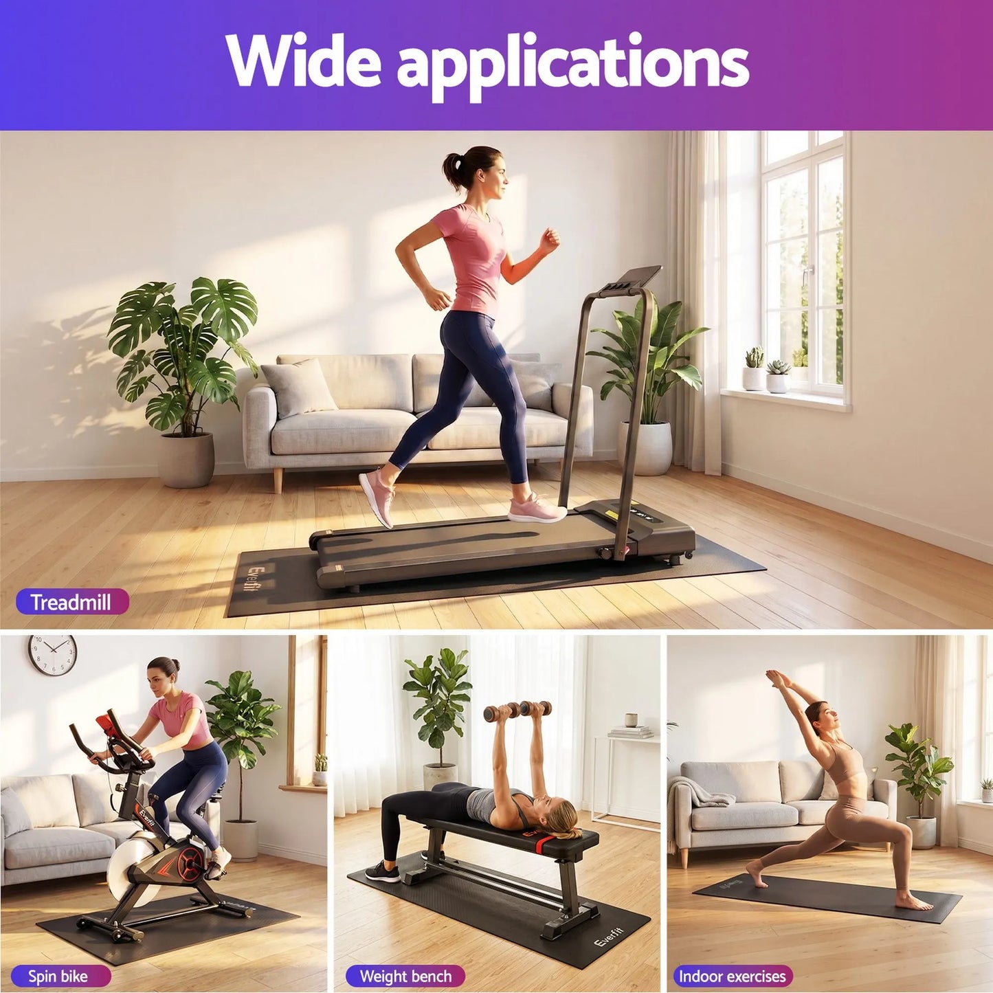 Everfit Exercise Equipment Mat Treadmill Floor Rug Home Gym Fitness Yoga 1.5M - Image 7