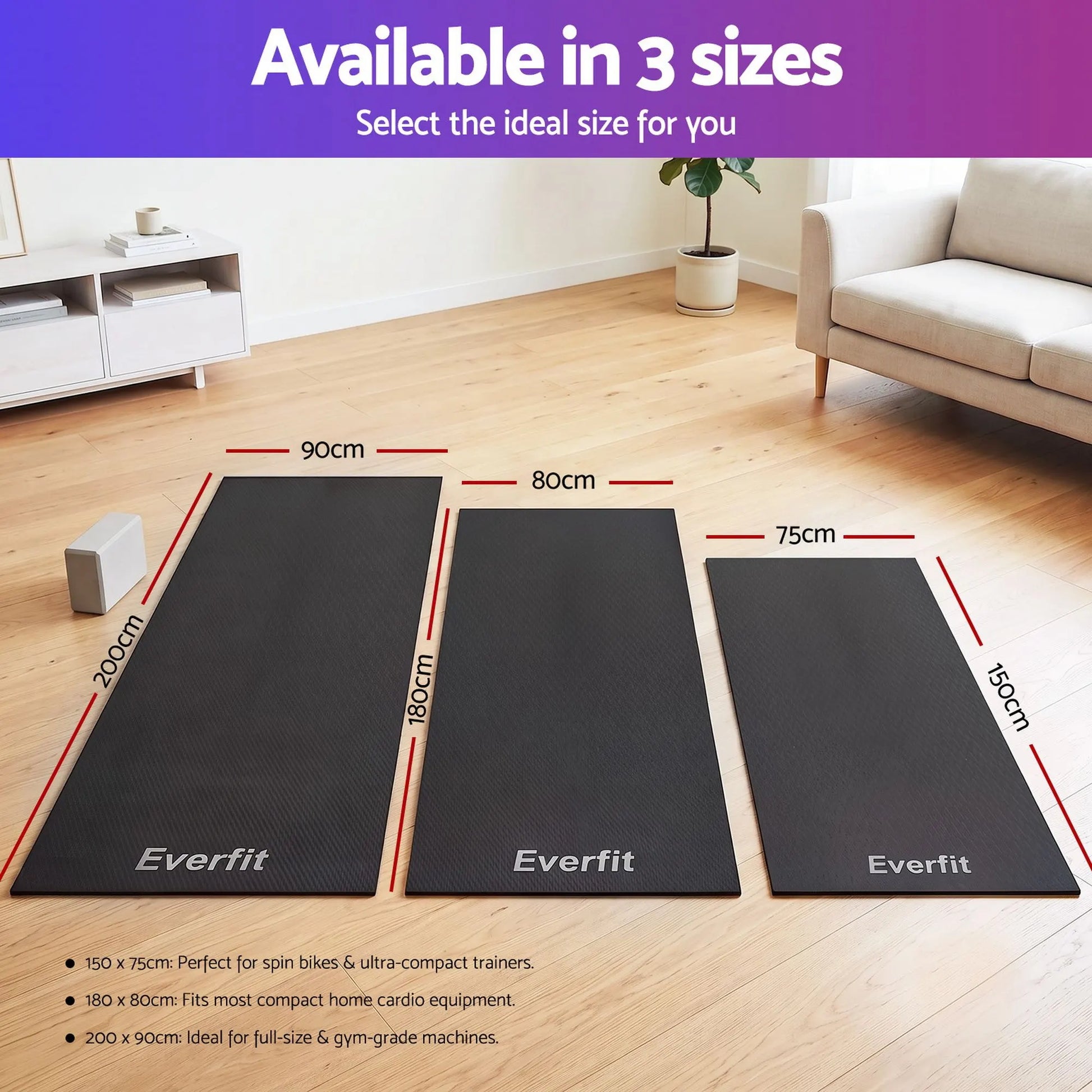 Everfit Exercise Equipment Mat Treadmill Floor Rug Home Gym Fitness Yoga 1.5M - Image 8