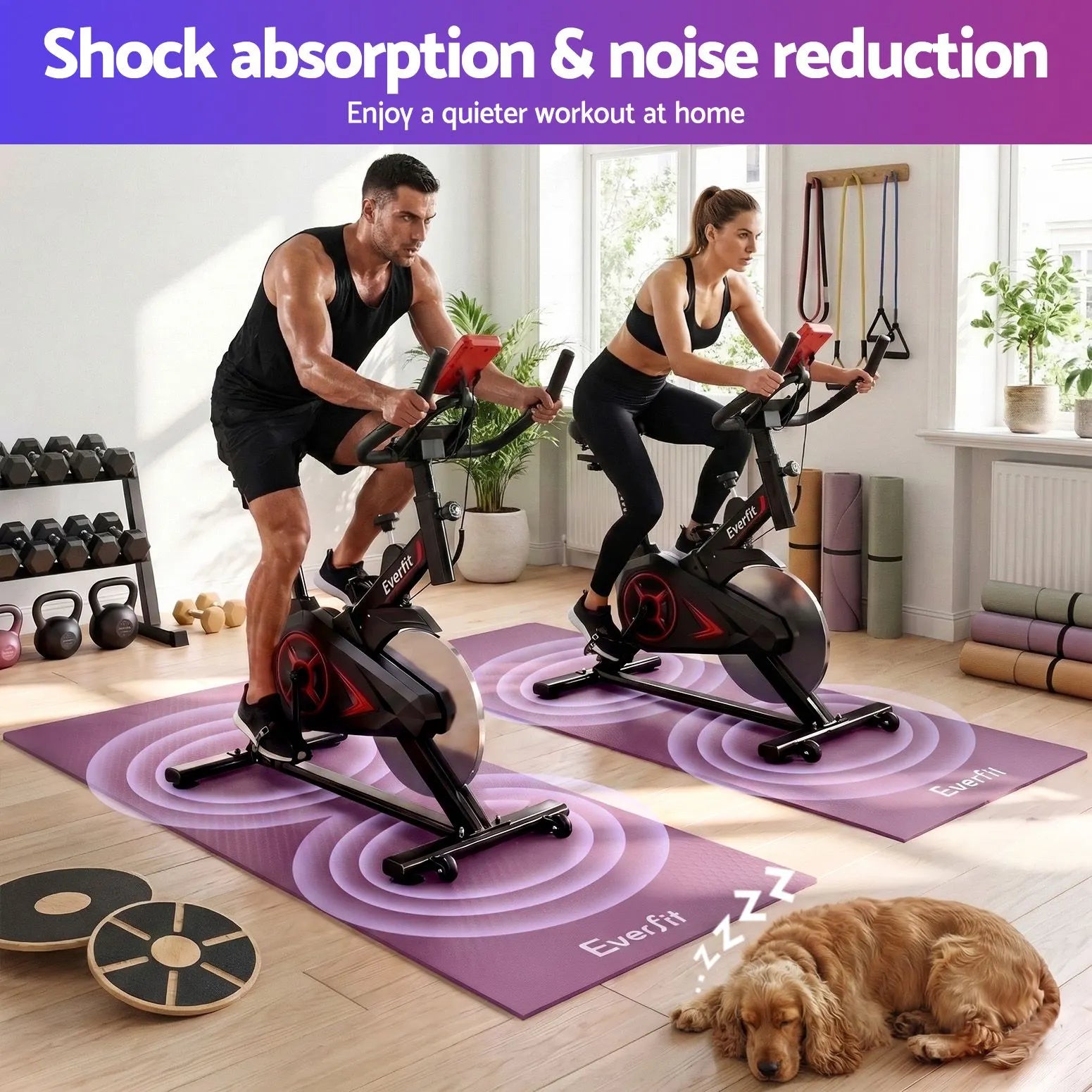 Everfit Exercise Equipment Mat 1.8M Treadmill Floor Rug Home Gym Fitness Purple - Image 6