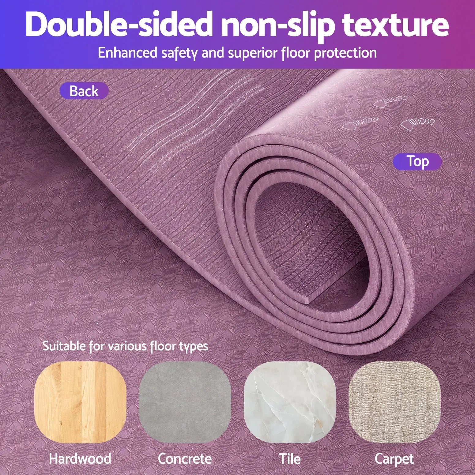 Everfit Exercise Equipment Mat 2M Treadmill Floor Rug Home Gym Fitness Purple - Image 4