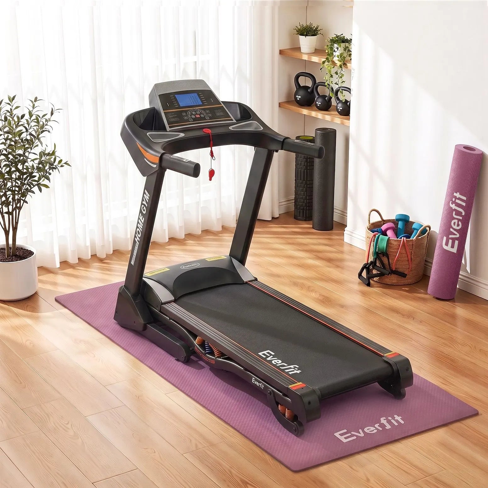 Everfit Exercise Equipment Mat 2M Treadmill Floor Rug Home Gym Fitness Purple - Image 9
