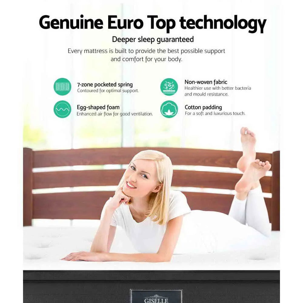 Giselle Bedding 34cm Mattress Euro Top Queen - Image 4