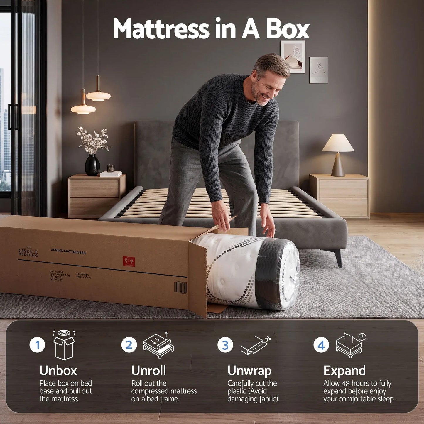 Giselle Bedding 32cm Mattress Euro Top King Single - Image 9