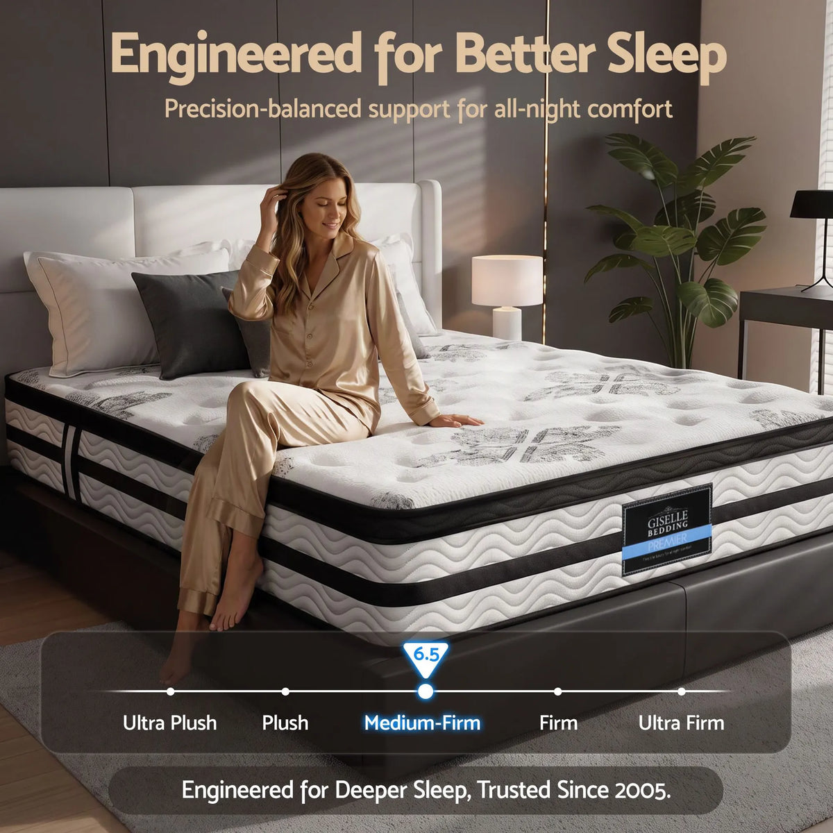 Giselle Bedding 34cm Mattress Euro Top Pocket Spring Double - Image 3