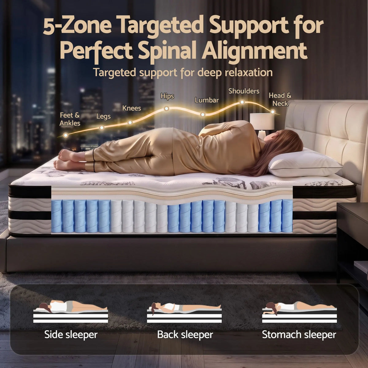 Giselle Bedding 34cm Mattress Euro Top Pocket Spring Queen - Image 5