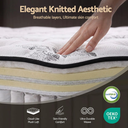 Giselle Bedding 34cm Mattress Euro Top Pocket Spring Queen - Image 6