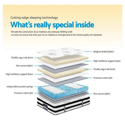 Giselle Bedding 34cm Mattress Euro Top Pocket Spring Queen - Image 7