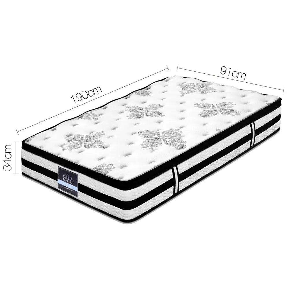 Giselle Bedding 34cm Mattress Euro Top Pocket Spring Single - Image 3