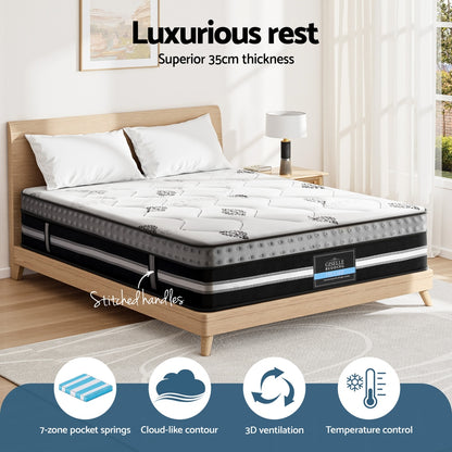 Giselle Bedding King Mattress 35cm Bed in a Box Pocket Spring Gel Memory Foam - Image 5