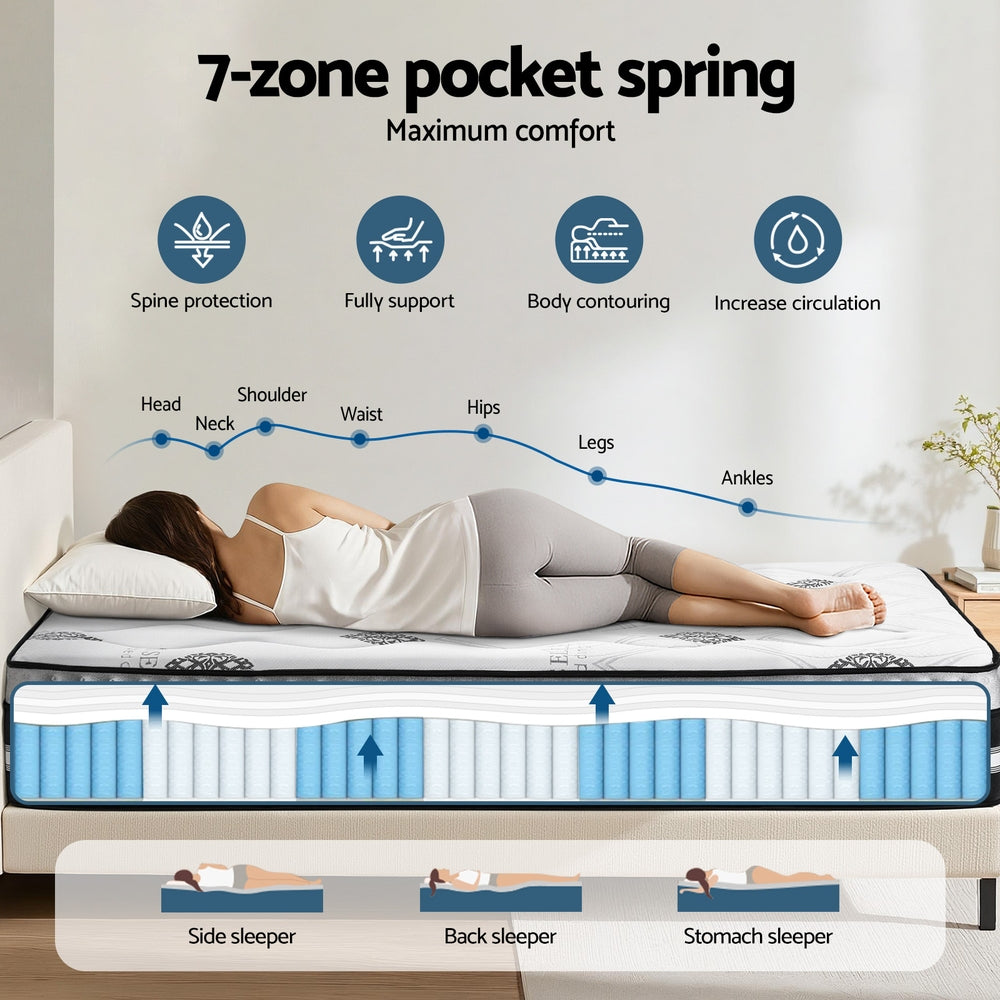 Giselle Bedding King Mattress 35cm Bed in a Box Pocket Spring Gel Memory Foam - Image 6