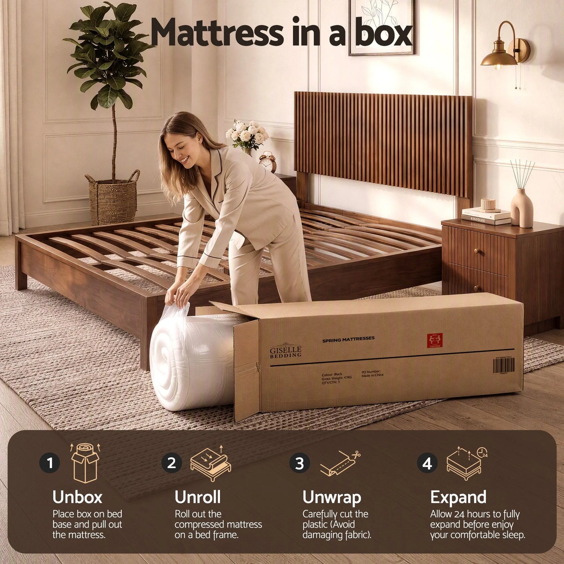 Giselle 25cm King Hybrid Mattress Soft Knitted Fabric Edge Support Gel Foam - Image 8