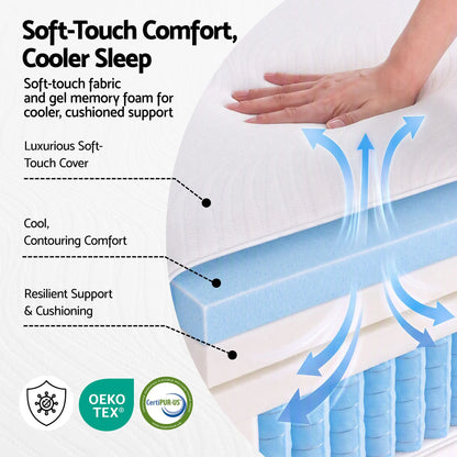 Giselle 25cm King Single Hybrid Mattress Soft Knitted Fabric Edge Support Gel Foam - Image 2
