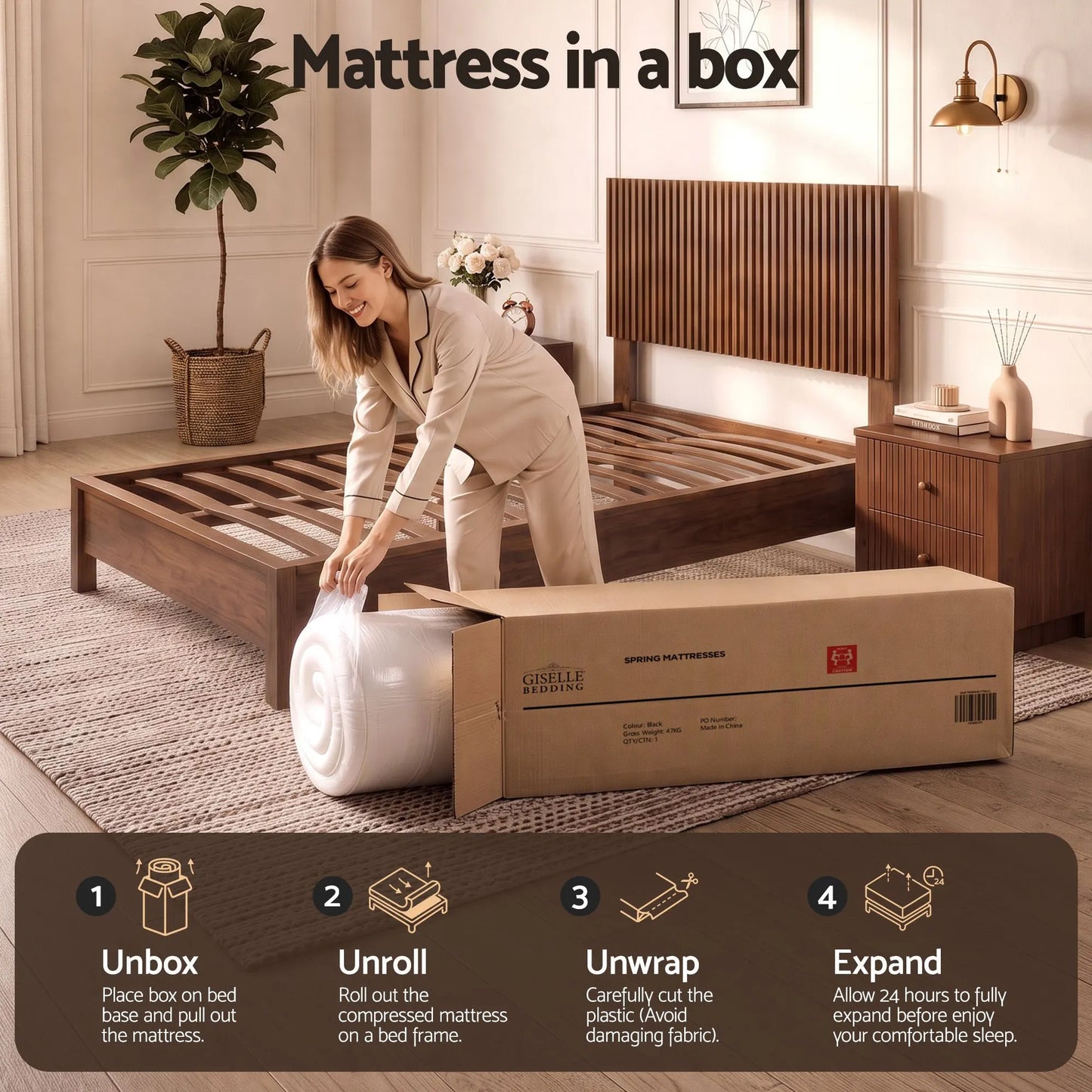 Giselle 25cm King Single Hybrid Mattress Soft Knitted Fabric Edge Support Gel Foam - Image 8