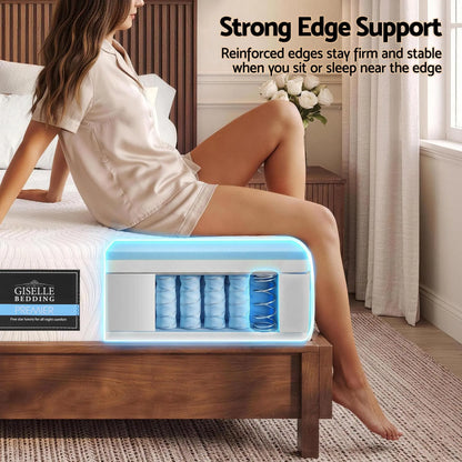 Giselle 25cm Single Hybrid Mattress Soft Knitted Fabric Edge Support Gel Foam - Image 7