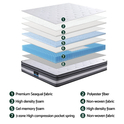Giselle Bedding 30cm Mattress Gel Foam Pocket Spring Queen - Image 5