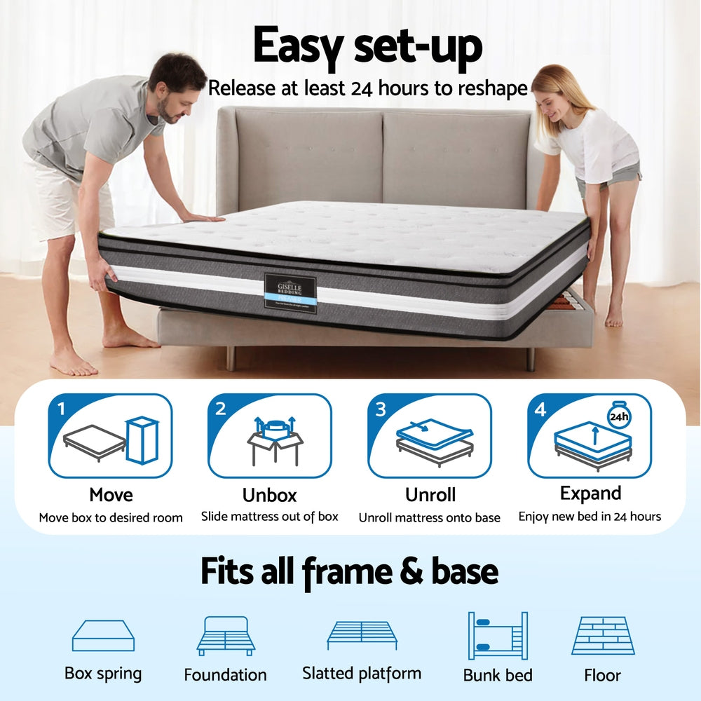 Giselle Bedding 30cm Mattress Gel Foam Pocket Spring Queen - Image 7