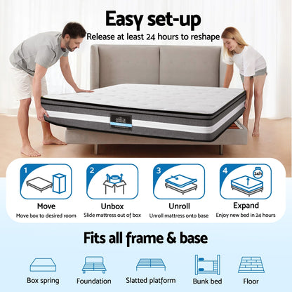 Giselle Bedding 30cm Mattress Gel Foam Pocket Spring Queen - Image 7
