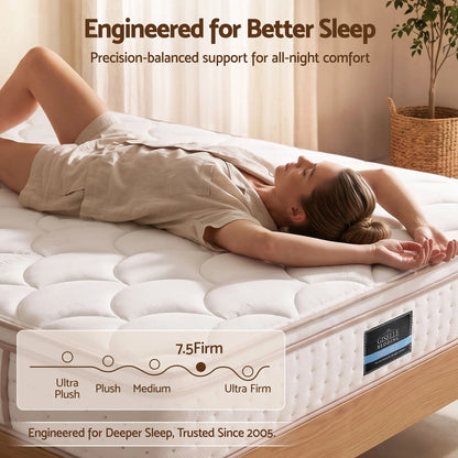Giselle 30cm Queen Spring Mattress Tencel Cover 5-Zone Firm Back Support - Image 2