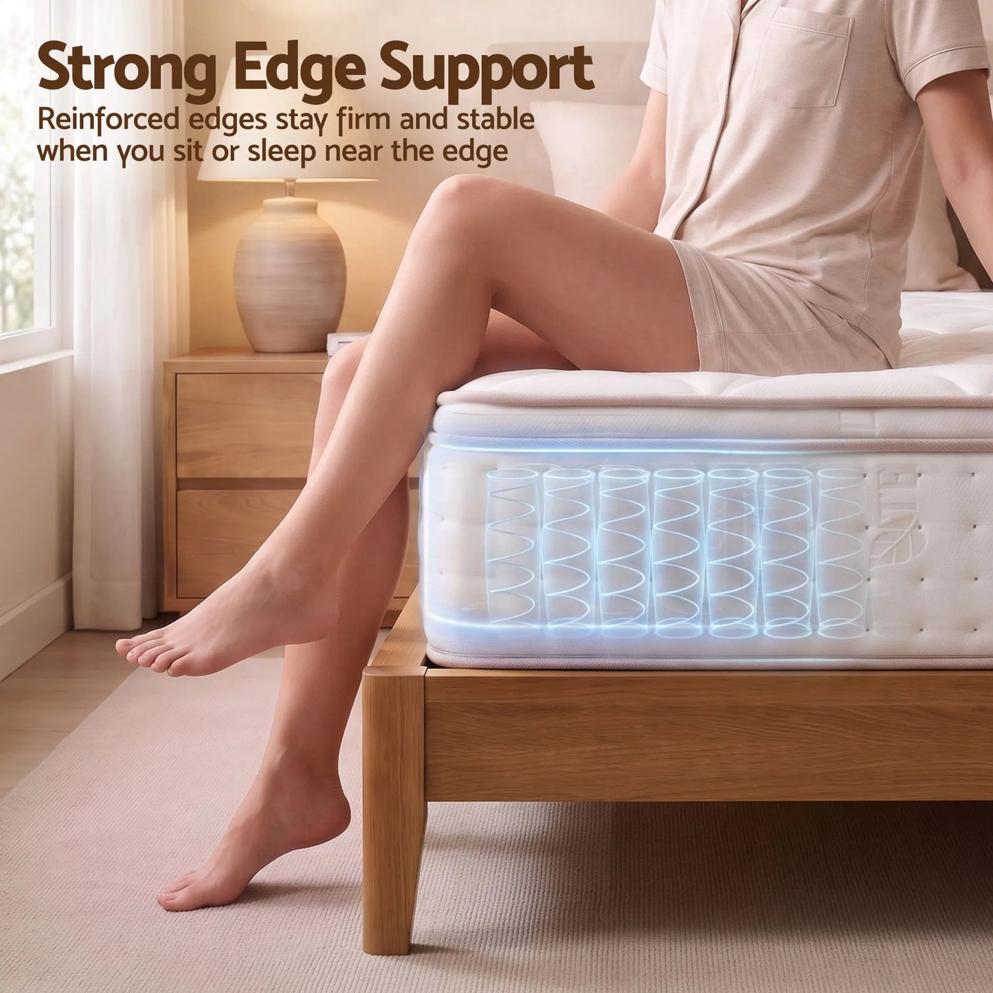 Giselle 30cm Queen Spring Mattress Tencel Cover 5-Zone Firm Back Support - Image 7
