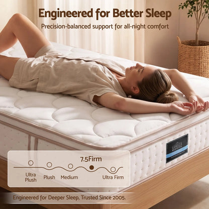 Giselle 30cm Single Spring Mattress Tencel Cover 5-Zone Firm Back Support - Image 2