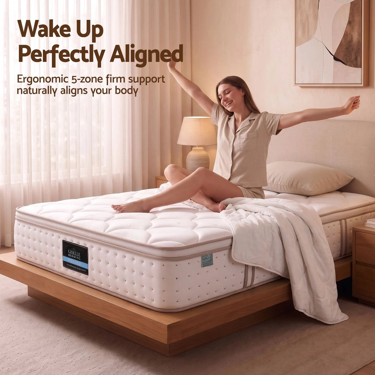 Giselle 30cm Single Spring Mattress Tencel Cover 5-Zone Firm Back Support - Image 6