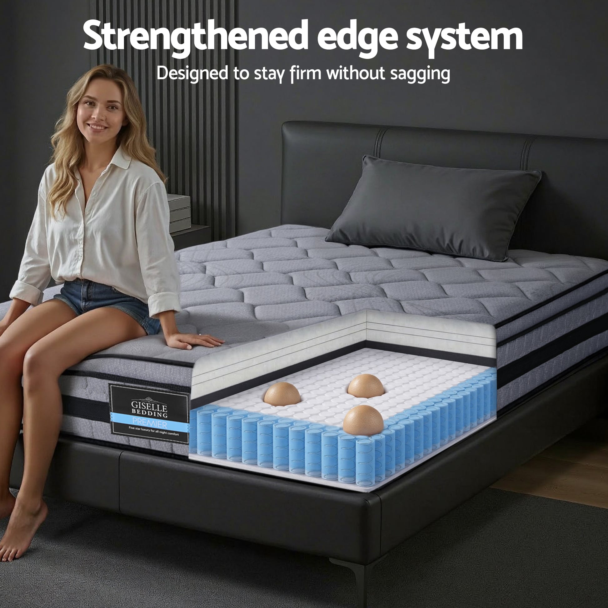 Giselle Bedding 34cm Single Mattress Hybrid, Pocket Spring Bed Mattress - Image 7
