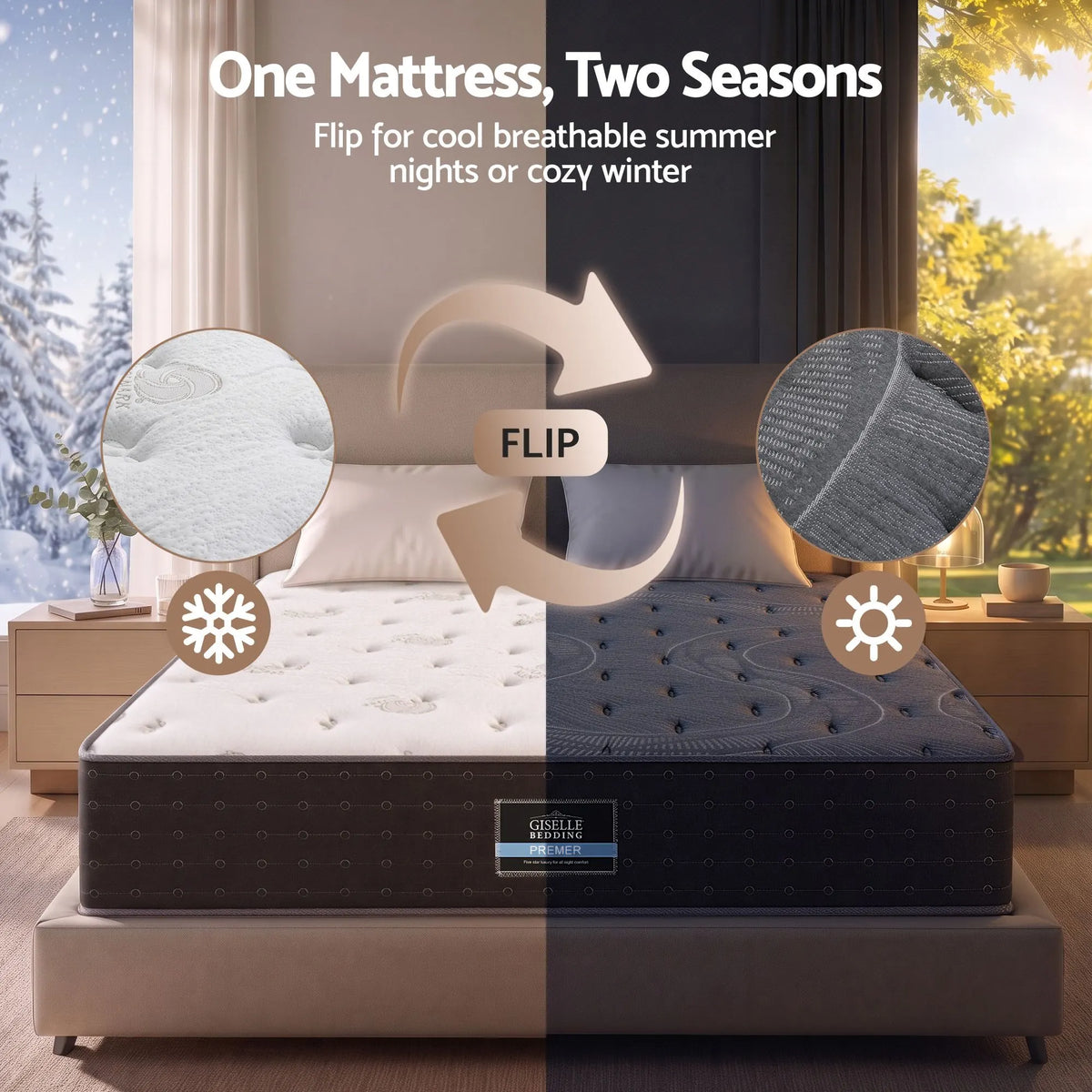 Giselle Double Reversible Spring Mattress Cashmere Cover Gel Foam Firm 35cm - Image 5