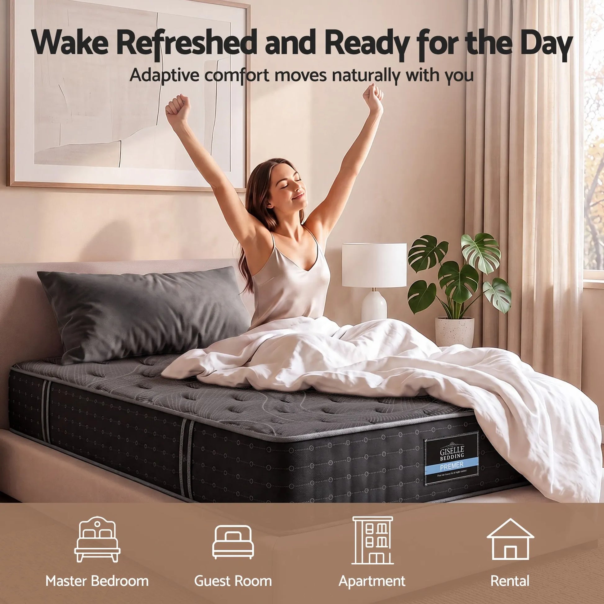 Giselle King Single Reversible Spring Mattress Cashmere Cover Gel Foam Firm 35cm - Image 6