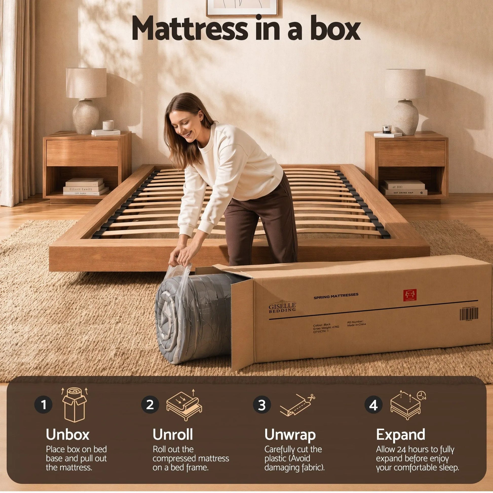 Giselle Bedding King Mattress 37cm 4-in-1 Adjustable Firmness Cooling Gel Memory Foam Dual-Zone Flippable for Couples - Image 4
