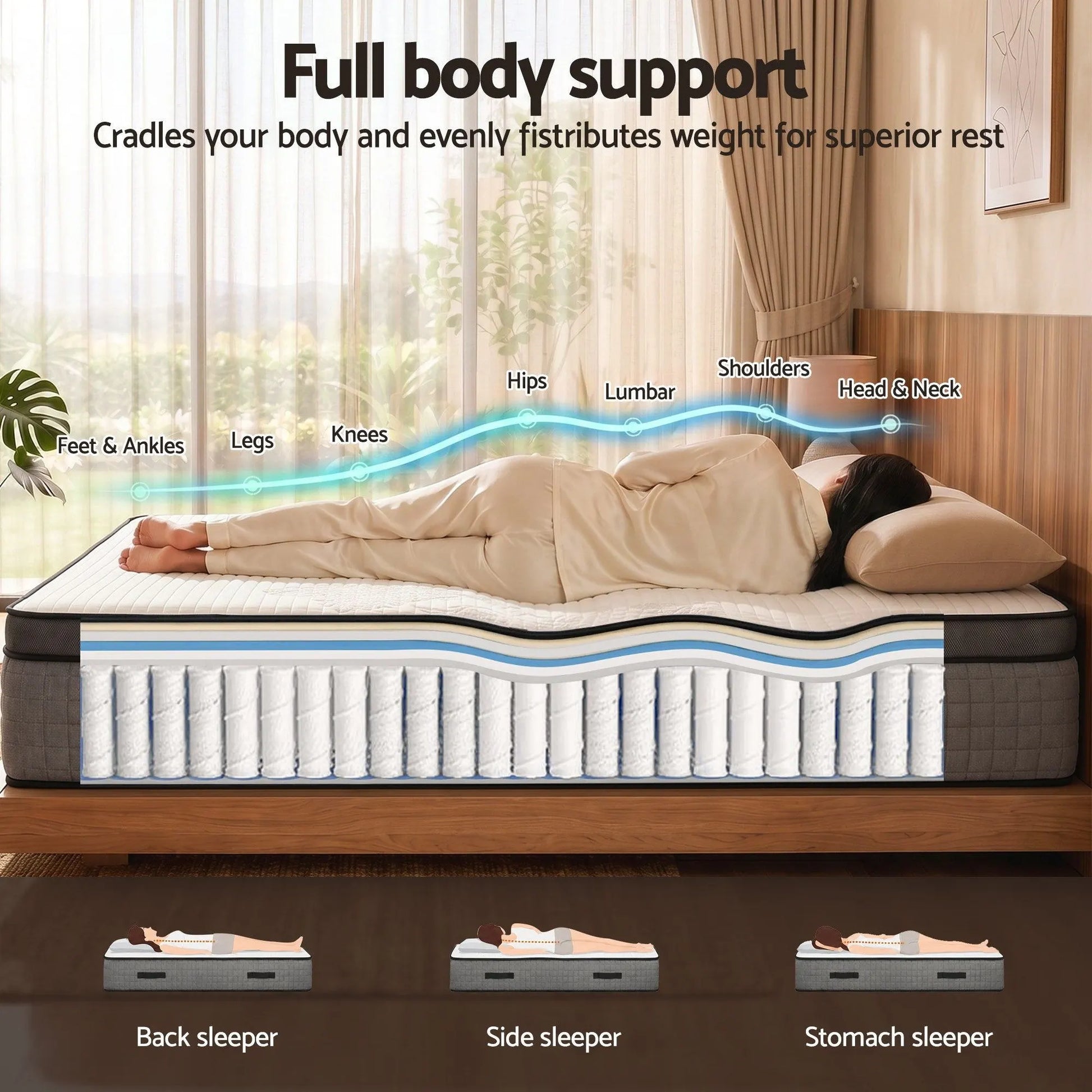 Giselle Bedding Queen Mattress 37cm 4-in-1 Adjustable Firmness Cooling Gel Memory Foam Dual-Zone Flippable for Couples - Image 2