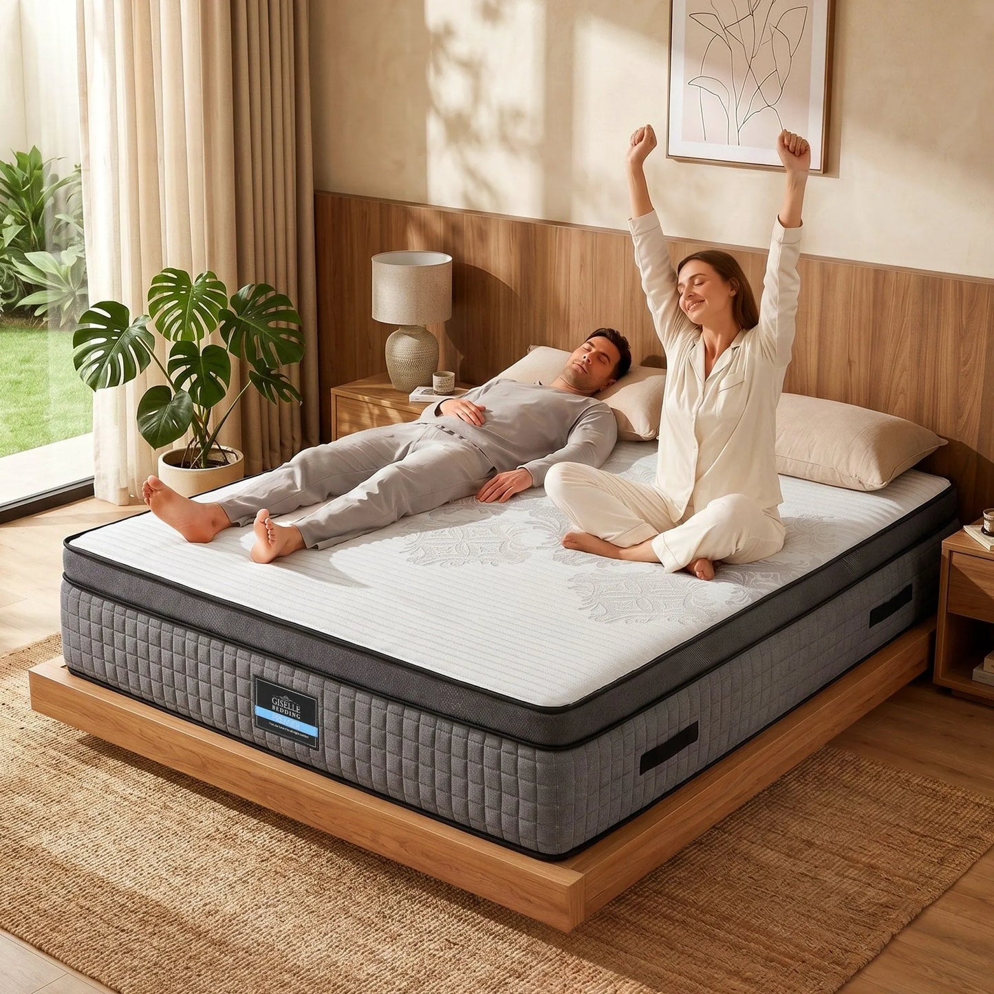 Giselle Bedding Queen Mattress 37cm 4-in-1 Adjustable Firmness Cooling Gel Memory Foam Dual-Zone Flippable for Couples - Image 5