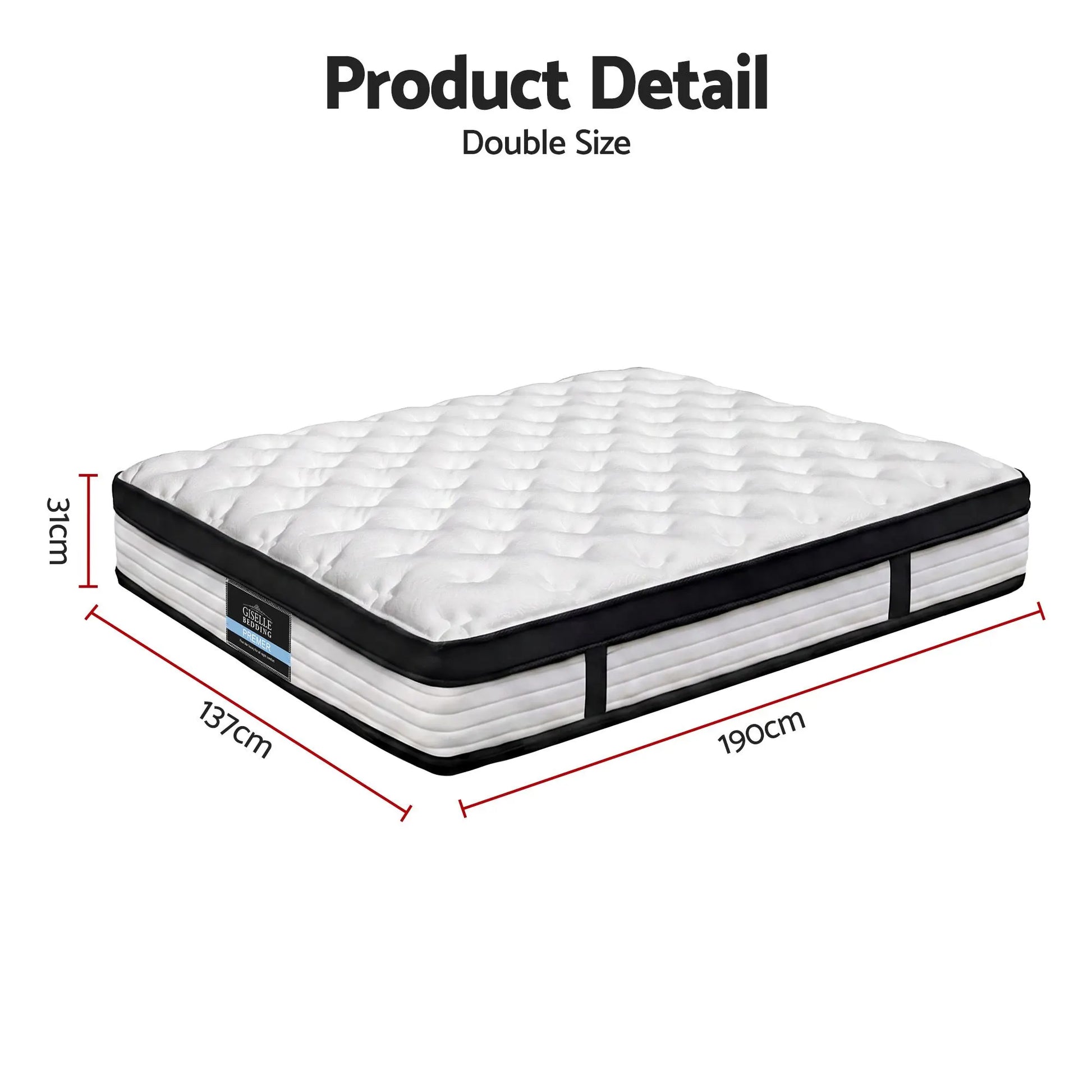 Giselle Bedding 31cm Mattress Euro Top Double - Image 2