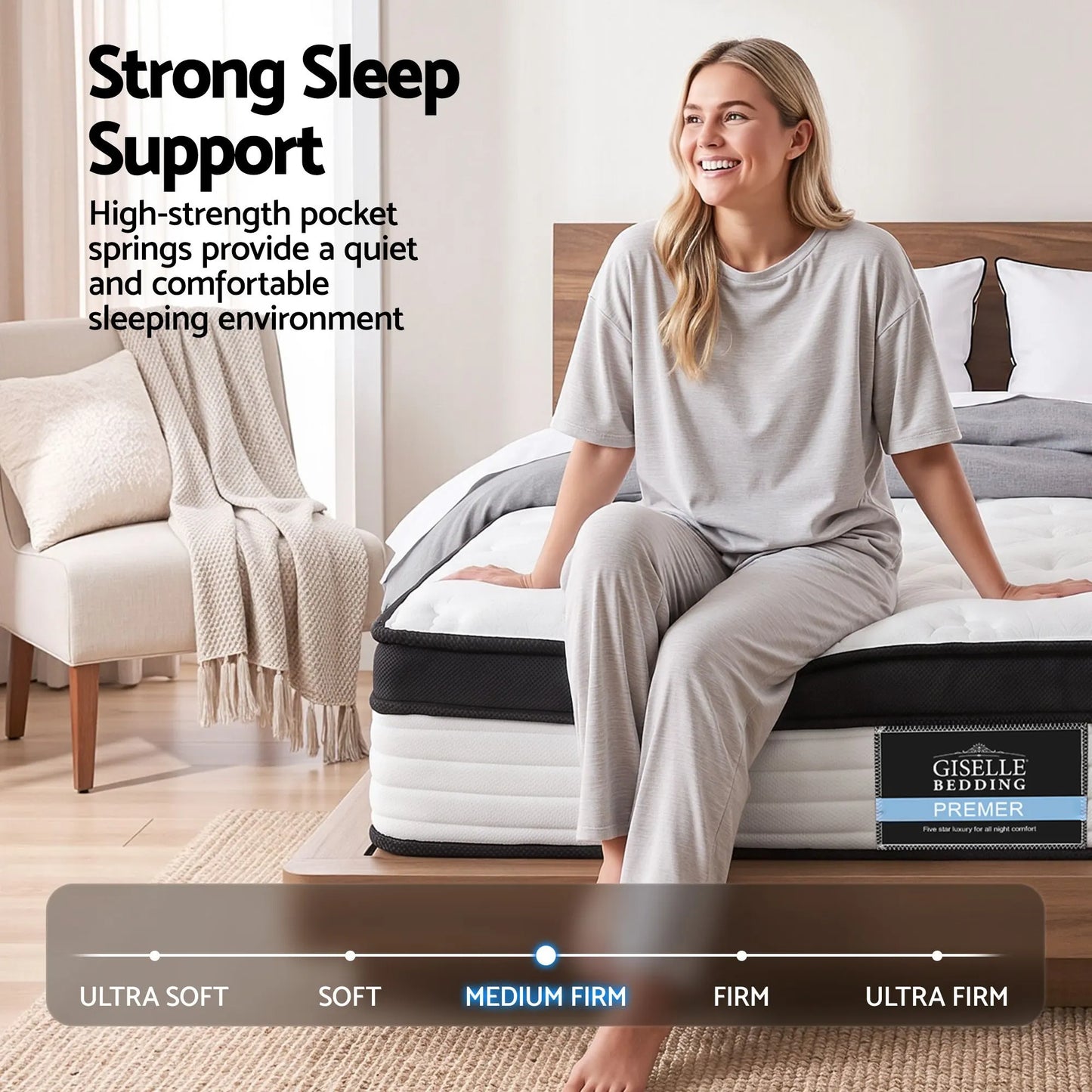 Giselle Bedding 31cm Mattress Euro Top King - Image 3