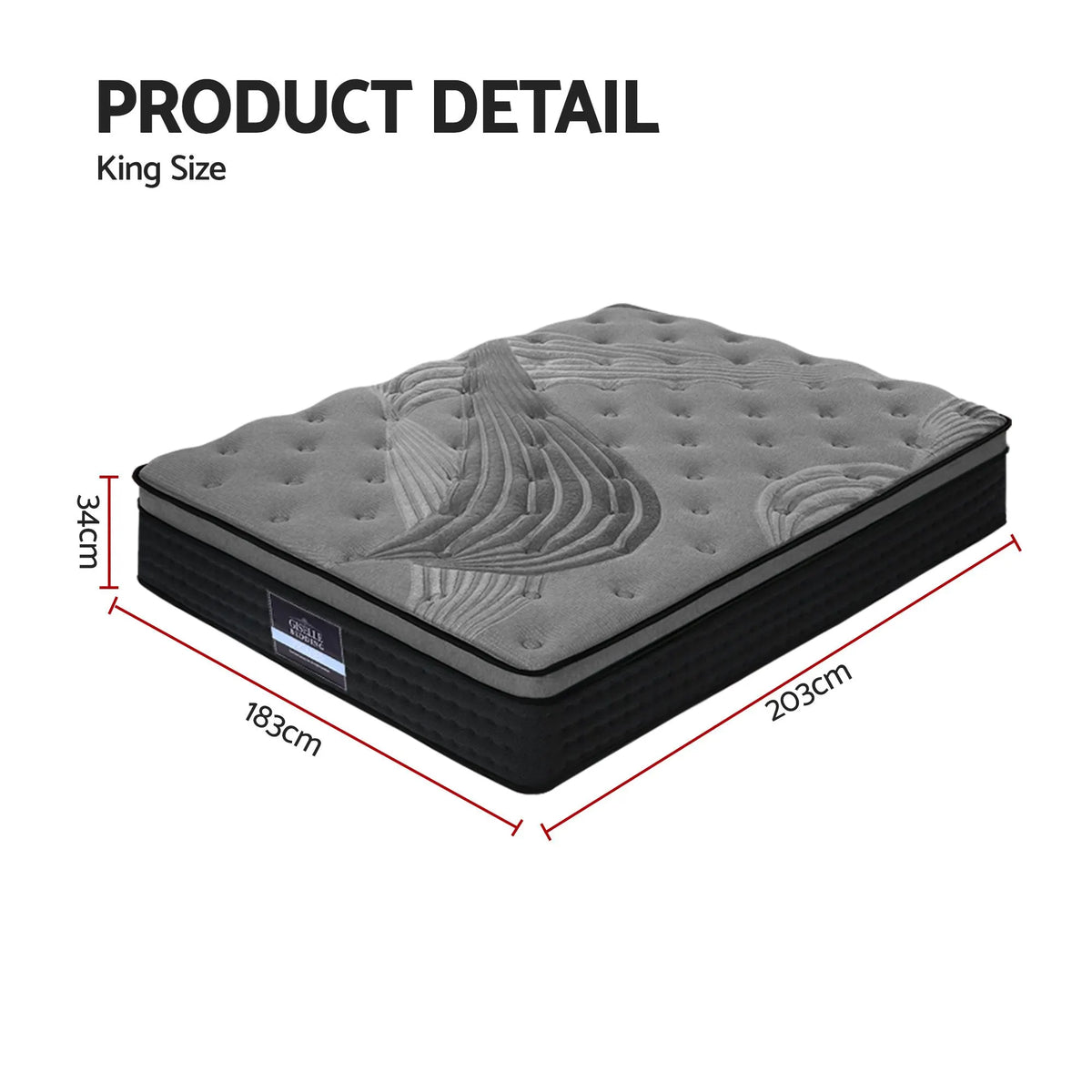 Giselle Bedding 34cm Mattress Bamboo Cover King - Image 2
