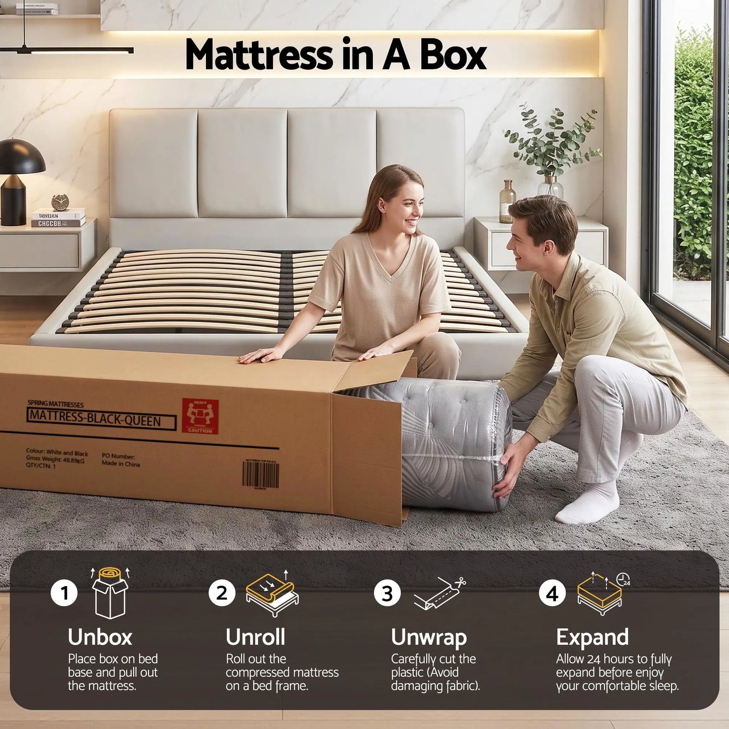 Giselle Bedding 34cm Mattress Bamboo Cover Queen - Image 9