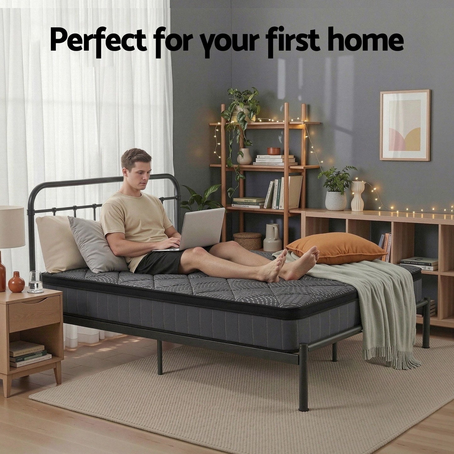Giselle Bedding King Single Mattress 25cm Pocket Spring Latex Euro Top Medium Firm Bed - Image 8