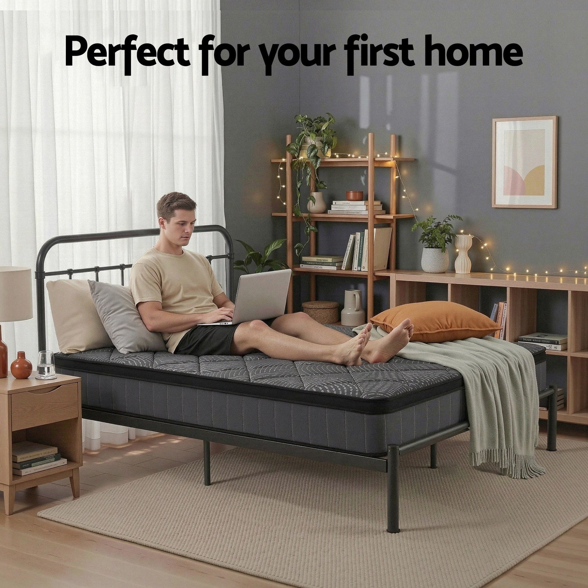 Giselle Bedding Single Mattress 25cm Pocket Spring Latex Euro Top Medium Firm Bed - Image 8