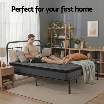 Giselle Bedding Single Mattress 25cm Pocket Spring Latex Euro Top Medium Firm Bed - Image 8