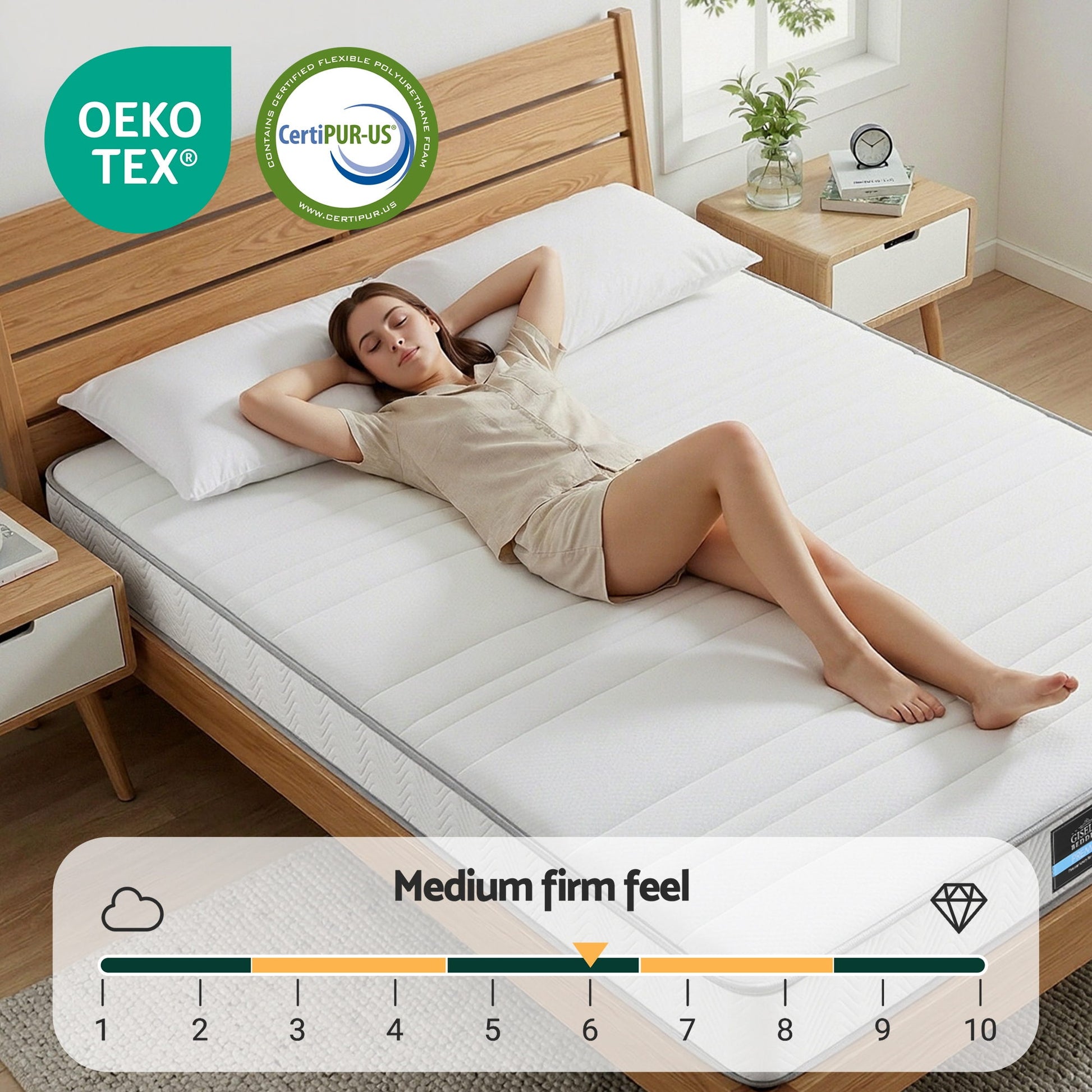 Giselle Double Mattress 20cm with Reinforced Edge Support Egg-Crate Foam - Image 7