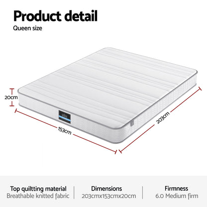 Giselle Queen Mattress 20cm with Reinforced Edge Support Egg-Crate Foam - Image 3