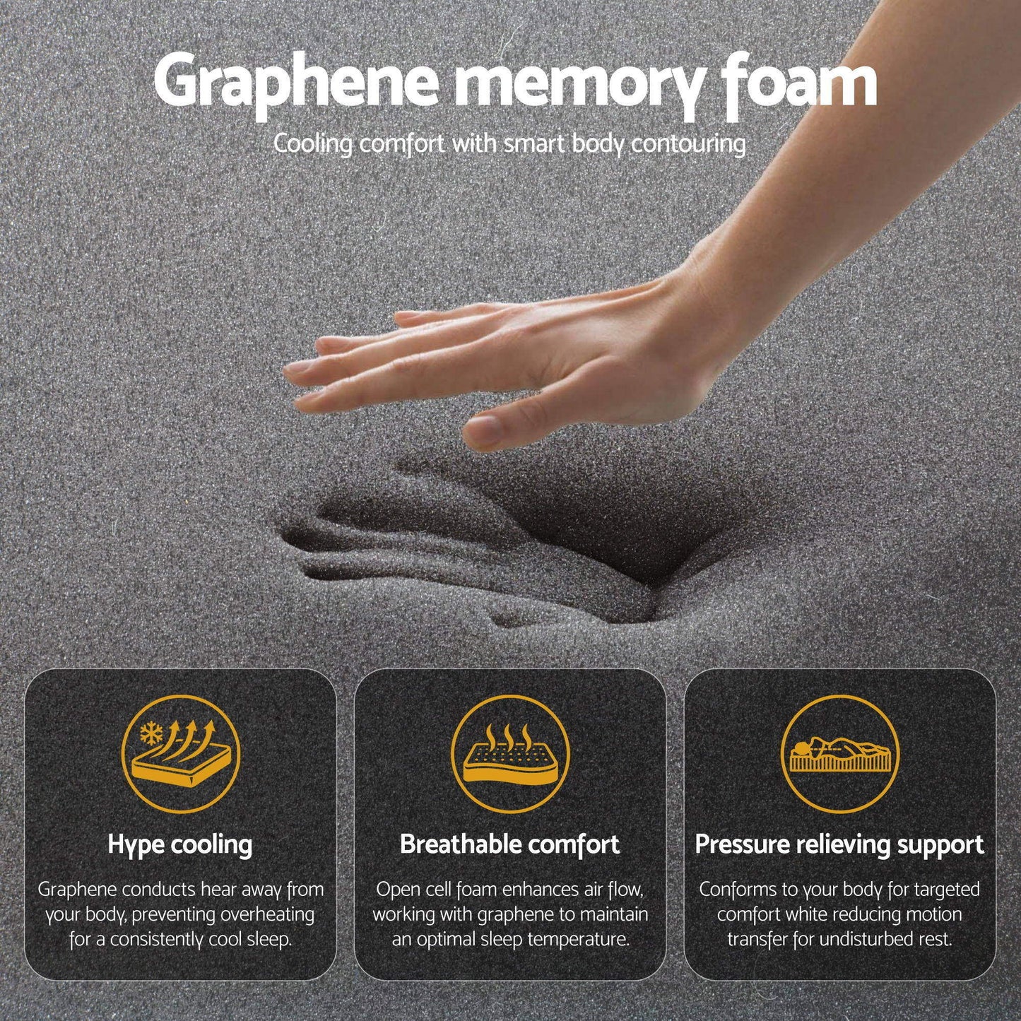 Giselle Bedding King Single Mattress 35cm Euro Top with Graphene Cooling Comfort Medium Firm - Image 6